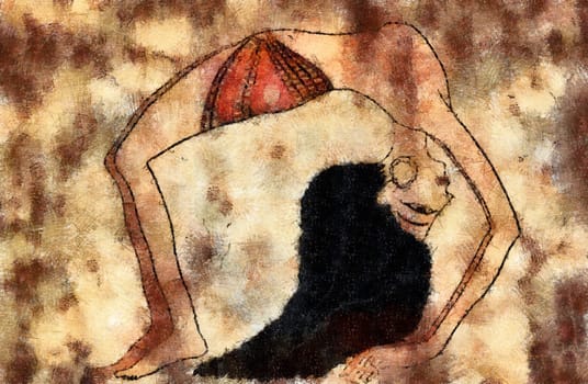Dancer of ancient Egypt - mixed media - digitally altered