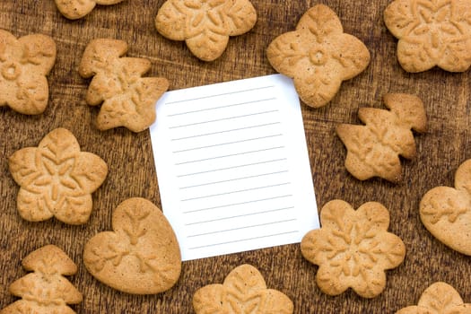 Homemade cookies and blank lined paper for text