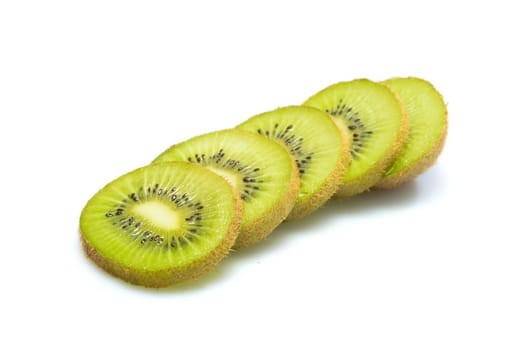 Slice of ripe kiwi isolated on a white background
