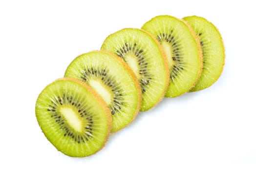 Slice of ripe kiwi isolated on a white background