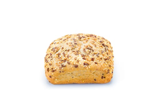 Loaf of multigrain bread isolated on a white background