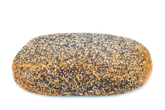 Loaf of multigrain bread isolated on a white background