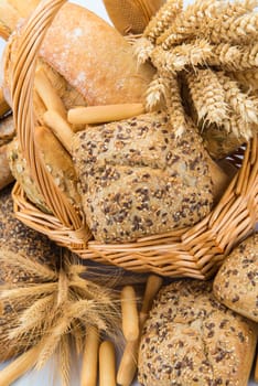 Closeup from bread assortment showing its texture