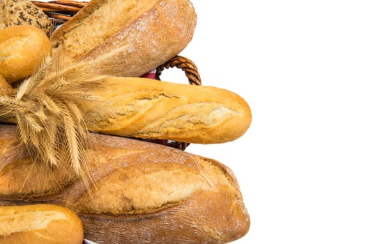Bread assortment with a copy space on the right