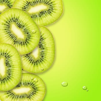 Slice of ripe kiwi isolated on a white background