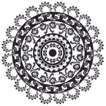 circular pattern of traditional motifs and ancient oriental ornaments