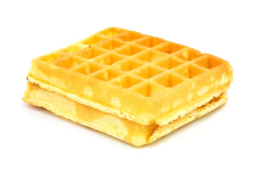 Waffle,close-up of the candy on a white background