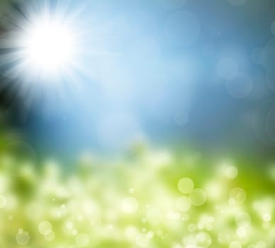 Spring background with colorful lights