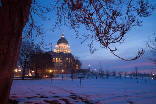 Frozen ground outside the Utah government headquarters