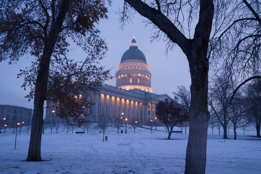 Frozen ground outside the Utah government headquarters