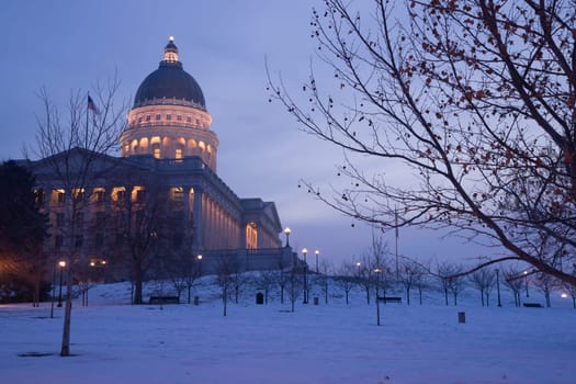 Frozen ground outside the Utah government headquarters