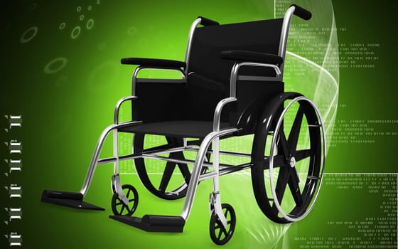 Digital Illustration of wheel chair in colour background
