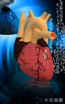 Digital illustration of heart in colour background