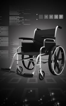 Digital Illustration of wheel chair in colour background