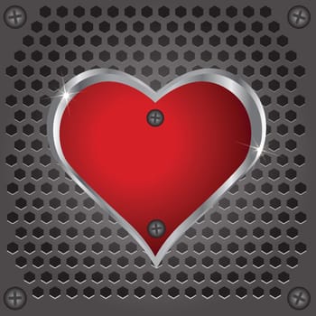 colorful illustration with metal heart for your design