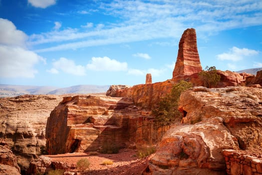 Scenic view of Jordanian desert at Petra