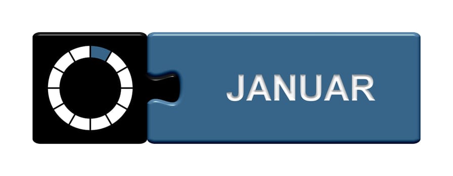 Puzzle button black blue: January