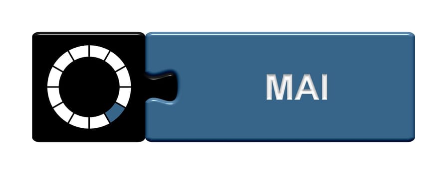 Puzzle button black blue: May