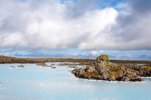 Blue Lagoon - famous Icelandic spa and Geothermal Power plant (panoramic picture)