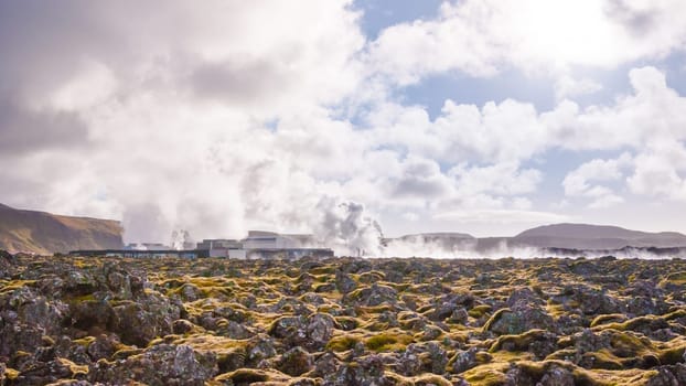 Blue Lagoon - famous Icelandic spa and Geothermal Power plant (panoramic picture)