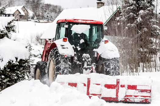 Czech Republic Mountains Jizerske Hory Snowblower On Road In Bedrichov