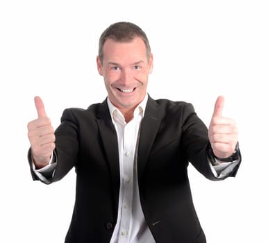 Businessman gives thumbs up