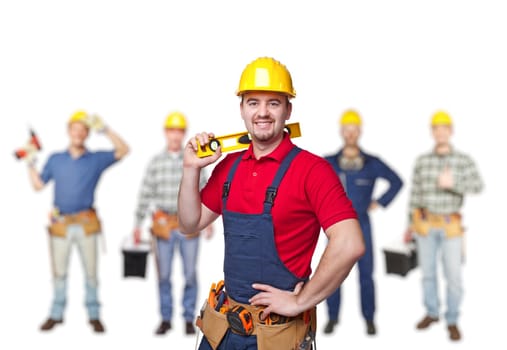 portrait of manual worker on white background