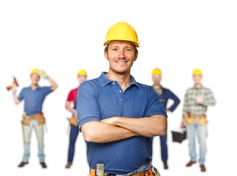 portrait of manual worker on white background