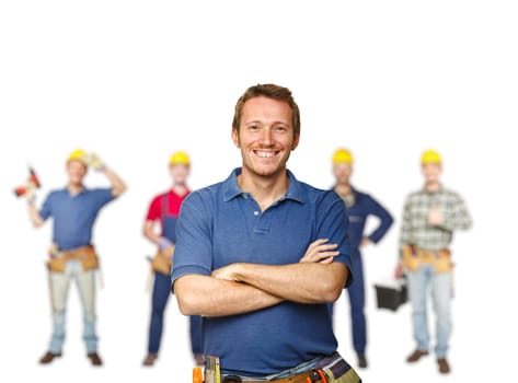 portrait of manual worker on white background