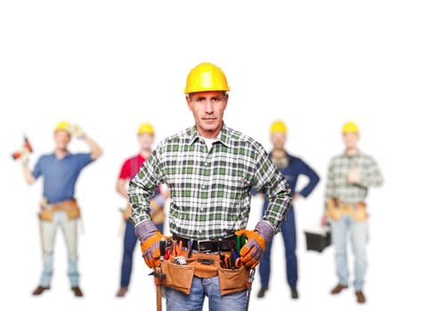 portrait of manual worker on white background