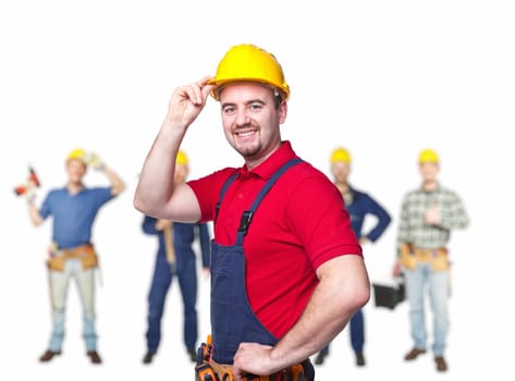 portrait of manual worker on white background