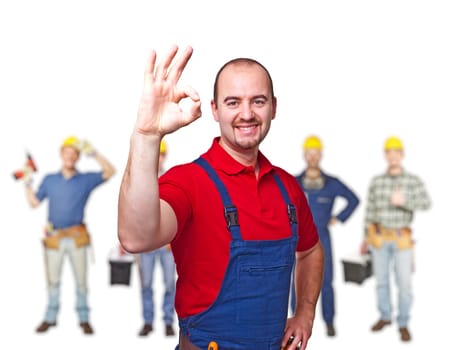 portrait of manual worker on white background