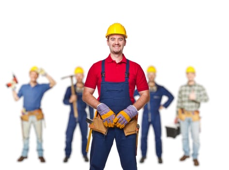 portrait of manual worker on white background