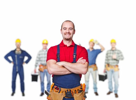 portrait of manual worker on white background
