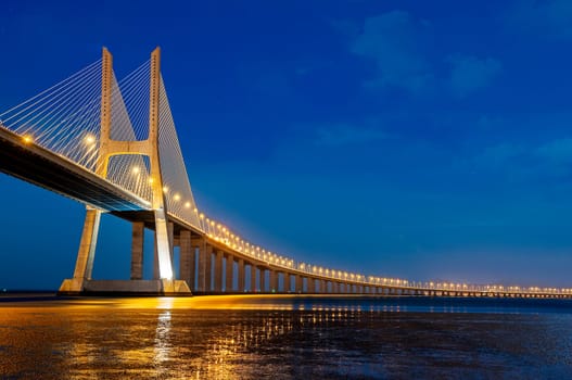 Vasco da Gama bridge is the largest in Europe over the Tagus river