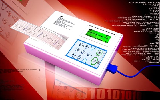Digital illustration of ECG in colour background