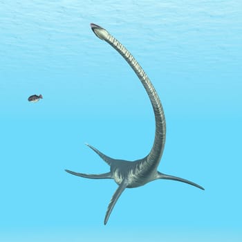 Computer-generated 3D illustration with the prehistoric plesiosaur Elasmosaurus