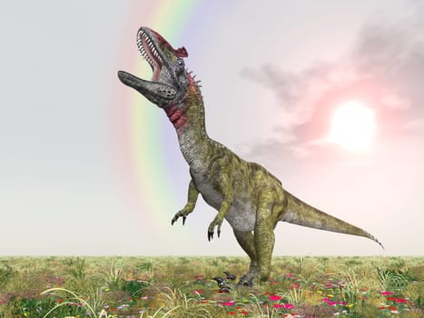 Computer-generated 3D illustration with the dinosaur Cryolophosaurus