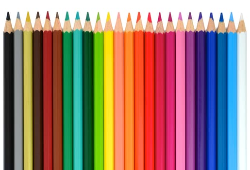 Color pencils on white background