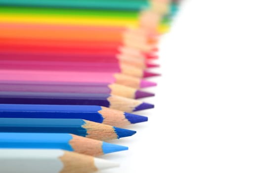 Color pencils on white background