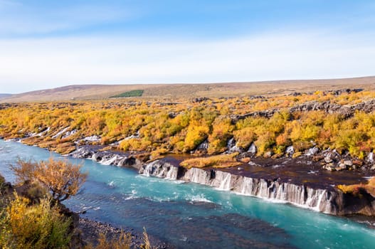 Hraunfossar is a very beautiful Icelandic waterfall in the west of the island.