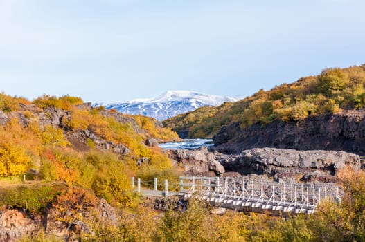 Hraunfossar is a very beautiful Icelandic waterfall in the west of the island.