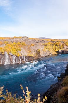 Hraunfossar is a very beautiful Icelandic waterfall in the west of the island.