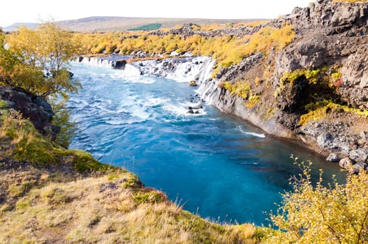 Hraunfossar is a very beautiful Icelandic waterfall in the west of the island.