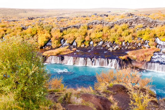 Hraunfossar is a very beautiful Icelandic waterfall in the west of the island.