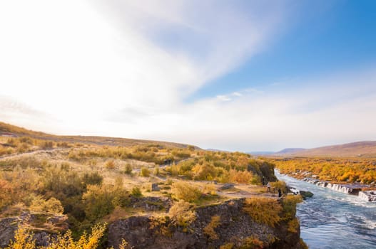 Hraunfossar is a very beautiful Icelandic waterfall in the west of the island.