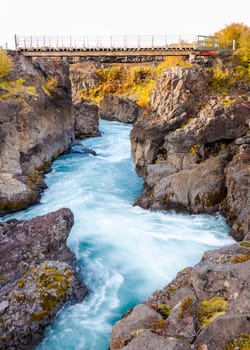 Hraunfossar is a very beautiful Icelandic waterfall in the west of the island.