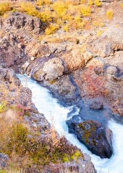 Hraunfossar is a very beautiful Icelandic waterfall in the west of the island.