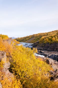 Hraunfossar is a very beautiful Icelandic waterfall in the west of the island.