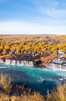 Hraunfossar is a very beautiful Icelandic waterfall in the west of the island.